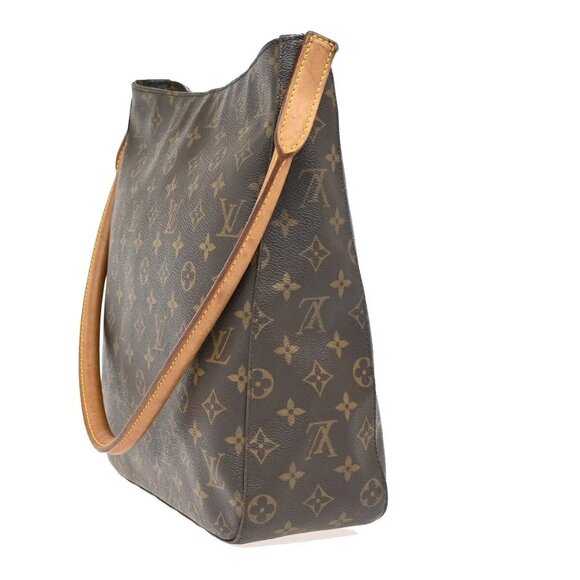 LOUIS VUITTON Logo Looping GM Shoulder Bag Monogram Leather Brown M51145 76EF175 - Picture 2 of 16